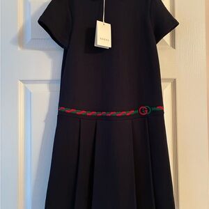 Gucci Navy Kids Dress with Red and Green Trim size 10 girl’s new with tags